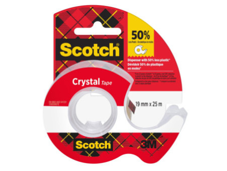 Scotch Ruban adhésif Crystal, transparent, avec dévidoir