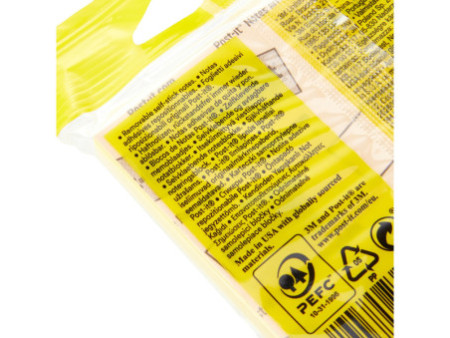 Post-it Bloc-note adhésif, 76 x 76 mm, jaune, en blister