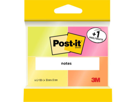 Post-it Bloc-note adhésif Notes, 38 x 51 mm, pack de 4