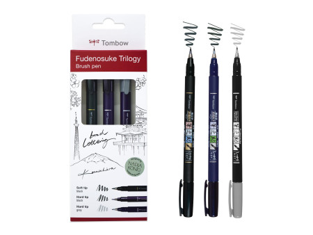 Tombow Crayon de calligraphie Fudenosuke Trilogy, set de 3