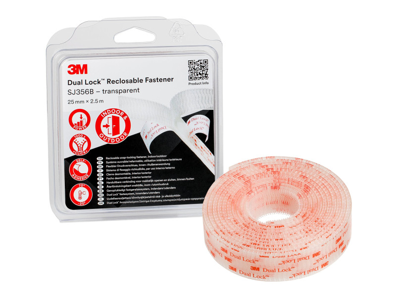 3M Dual Lock Fermeture à pression SJ356B, 25 mm x 2,5 m