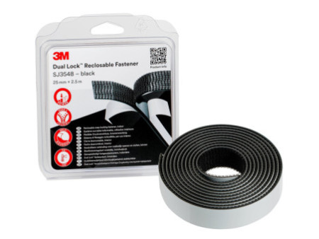 3M Dual Lock Fermeture à pression SJ354B, 25 mmx2,5 m, noir