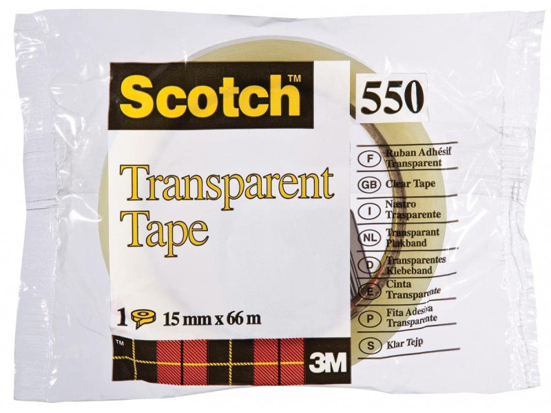 Scotch Ruban adhésif 550, transparent, 15 mm x 66 m, film