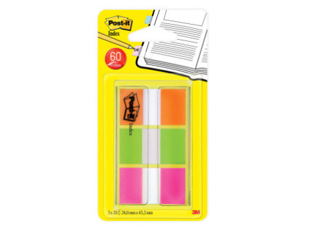 Post-it Marque-pages Index, 25,4 x 43,2 mm, 3 couleurs