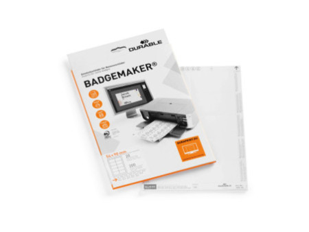 DURABLE Planche d'impression pour badges, 90 x 54 mm, blanc