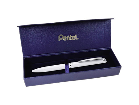 Pentel Stylo roller à encre gel EnerGel Hi-Class, blanc