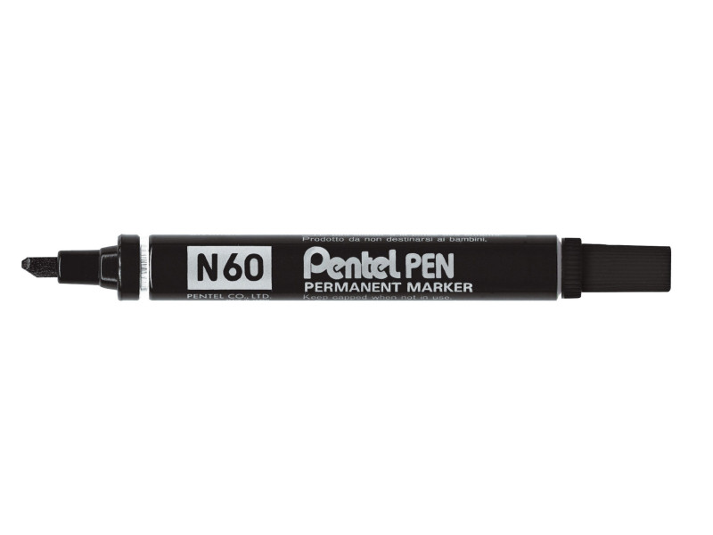 Pentel Marqueur permanent N60, pointe biseautée, noir