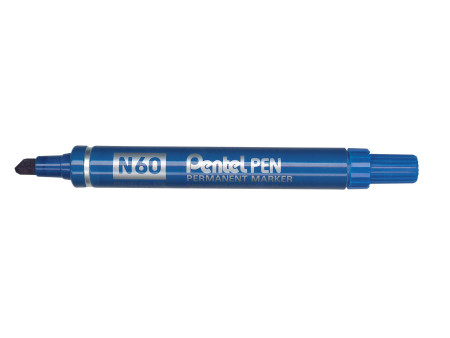 Pentel Marqueur permanent N60, pointe biseautée, bleu