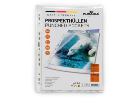 DURABLE Pochette perforée, A4, PP, transparent, 0,08 mm