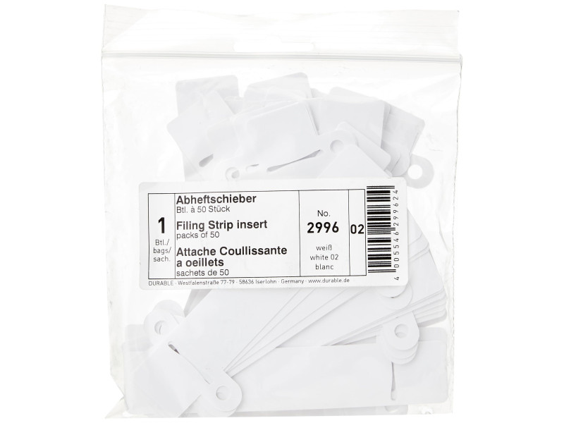 DURABLE Languette coulissante, blanc