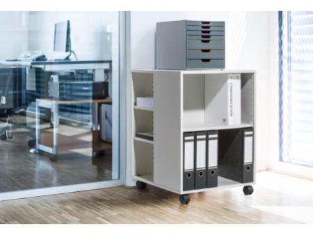 DURABLE Desserte de bureau '74/59' ouvert, 6 étagères, blanc