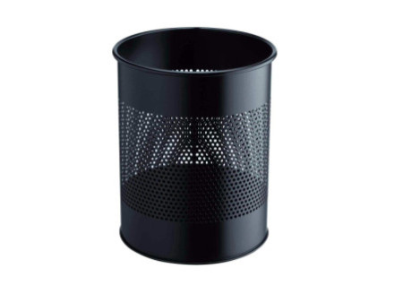 DURABLE Corbeille METAL, ronde,15 litres, noir