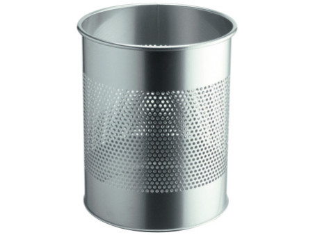 DURABLE Corbeille METAL, ronde, 15 litres, argent métallisé