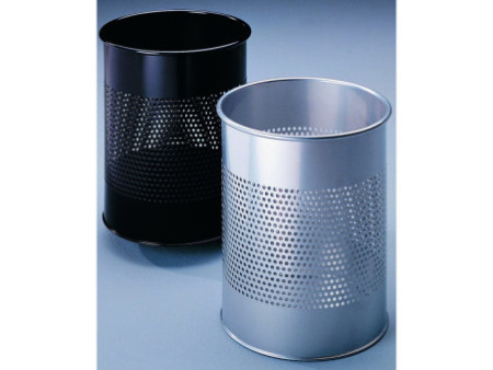 DURABLE Corbeille METAL, ronde, 15 litres, argent métallisé