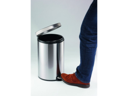 DURABLE Poubelle à pédale inox, rond, 5 litres, argent