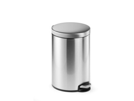 DURABLE Poubelle à pédale en acier inox., rond, 12 l, argent