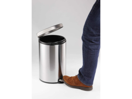 DURABLE Poubelle à pédale en acier inox., rond, 12 l, argent