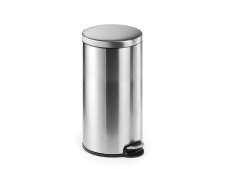 DURABLE Poubelle à pédale en acier inox., rond, 30 l, argent