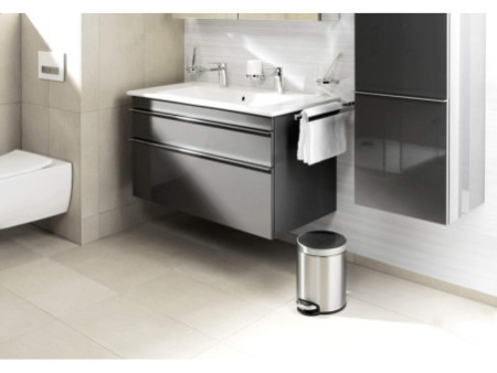 DURABLE Poubelle à pédale en acier inox., rond, 30 l, argent