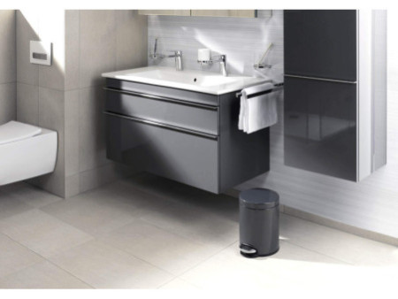DURABLE Poubelle à pédale métal, rond, 5 litres, anthracite