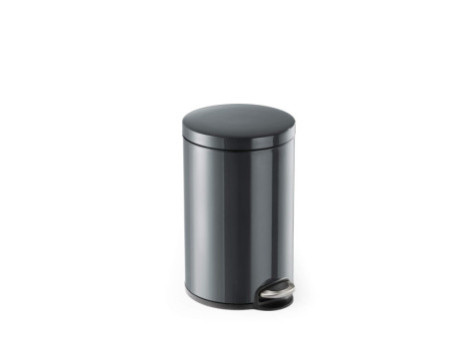 DURABLE Poubelle à pédale métal, rond, 12 litres, noir