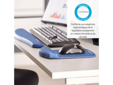 Fellowes Repose-poignet PlushTouch avec tapis de souris,bleu