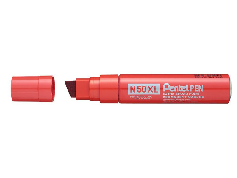 Pentel Marqueur permanent N50XL, pointe biseautée, rouge