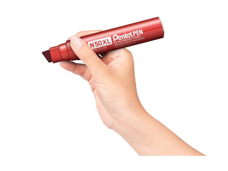 Pentel Marqueur permanent N50XL, pointe biseautée, rouge