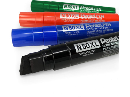 Pentel Marqueur permanent N50XL, pointe biseautée, bleu