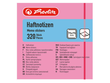 herlitz Bloc-notes adhésifs, 75 x 75 mm, couleurs fluo