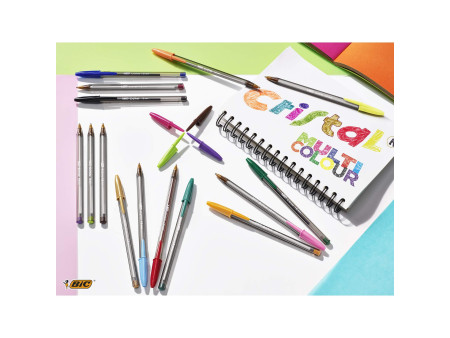 BIC Stylo à bille Cristal Large Multicolor, sachet de 10
