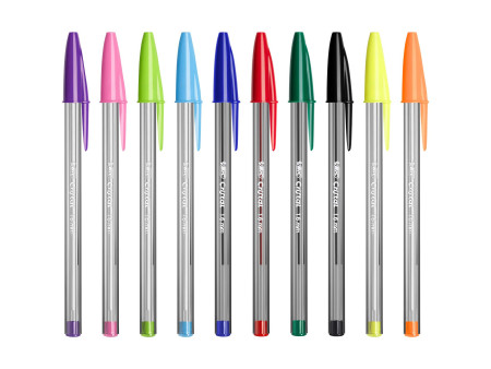 BIC Stylo à bille Cristal Large Multicolor, sachet de 10