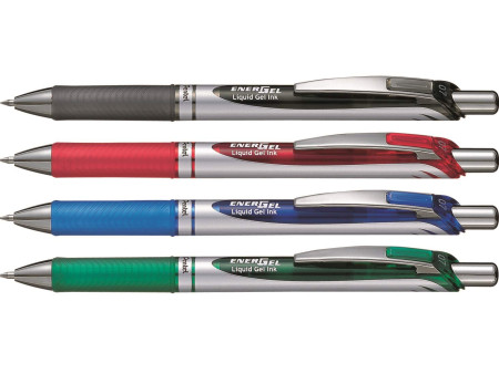 Pentel Stylo roller à encre gel EnerGel XmRT, set de 4