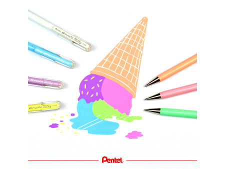 Pentel Stylo roller à encre gel Hybrid Milky, bleu pastel