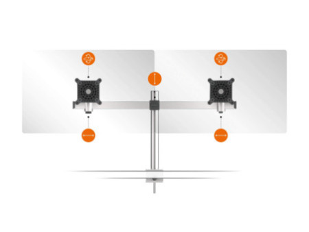 DURABLE Support double pour 2 écrans, pince de fixation