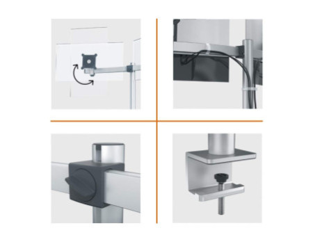DURABLE Support double pour 2 écrans, pince de fixation