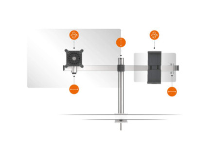 DURABLE Support double 1 écran & 1 tablette, fixation pince