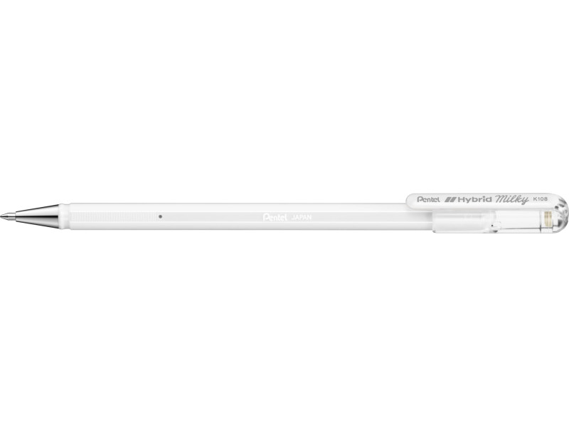 Pentel Stylo roller à encre gel Hybrid Milky, blanc
