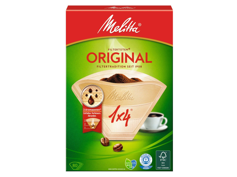 Melitta Filtre à café arôme '1x4', marron nature