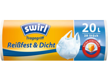 swirl Sac poubelle, avec poignées, 20 litres, blanc