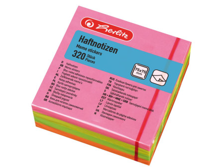 herlitz Bloc-notes adhésifs, 75 x 75 mm, couleurs fluo