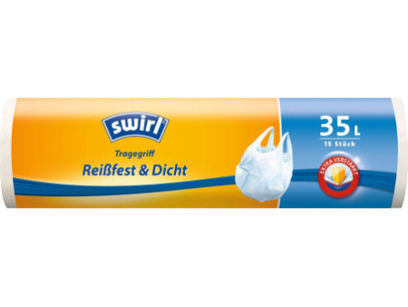 swirl Sac poubelle, avec poignées, 35 litres, blanc