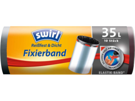 swirl Sac poubelle, avec bande de fixation, 35 litres, noir