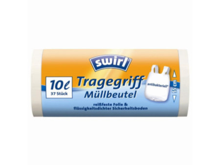 swirl Sac poubelle à poignée, 10 litres, transparent