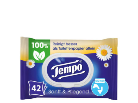 Tempo Lingette humide de toilette doux & soigneux