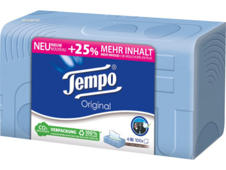 Tempo Mouchoirs Original, 4 couches, blanc, boîte de 100