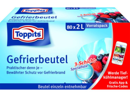 TOPPITS Sachet de congélation, 80 x 2 litres, 220 x 240 mm