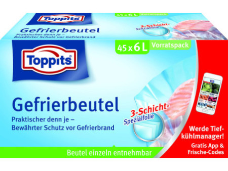 TOPPITS Sachet de congélation, 45 x 6 litres, 290 x 410 mm