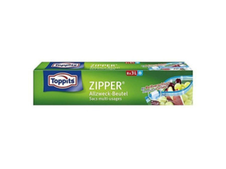 TOPPITS Sachet multi-usage avec zip, 8 x 3 litres