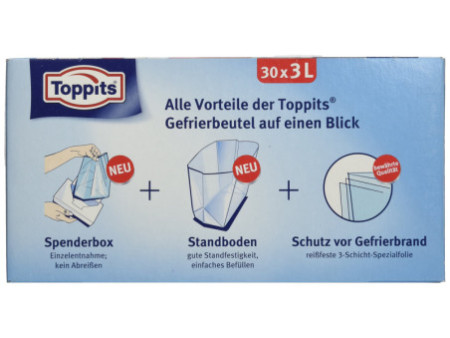 TOPPITS Sachet de congélation, 30 x 3 litres, 250 x 270 mm